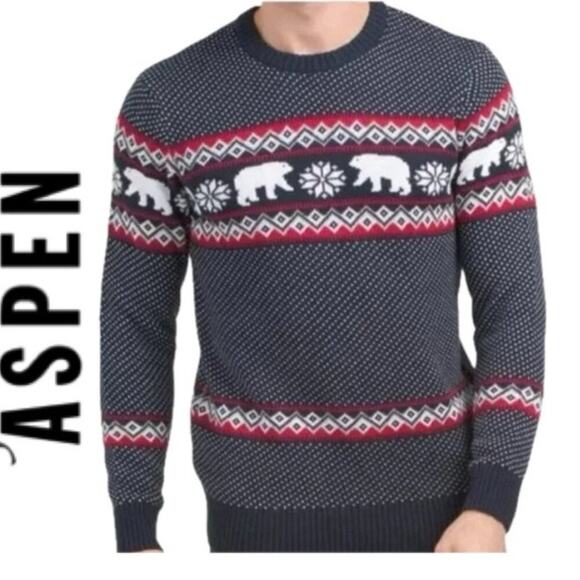 ASPEN SWEATER GRANDPA KNITTED POLAR BEAR WINTER SIZE X-LARGE AESTHETIC CORE - Picture 1 of 13